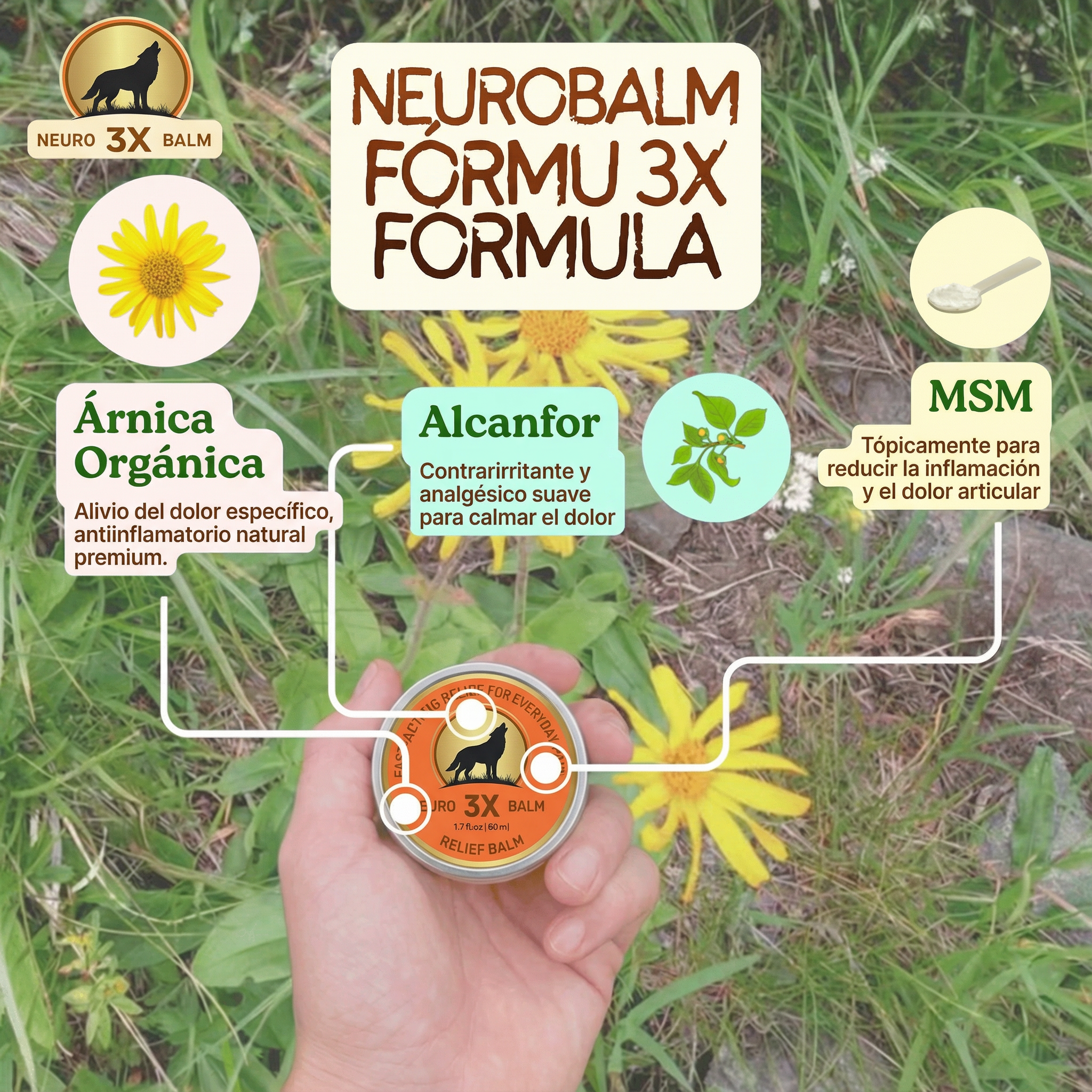 Fórmula 3X: árnica, alcanfor y MSM